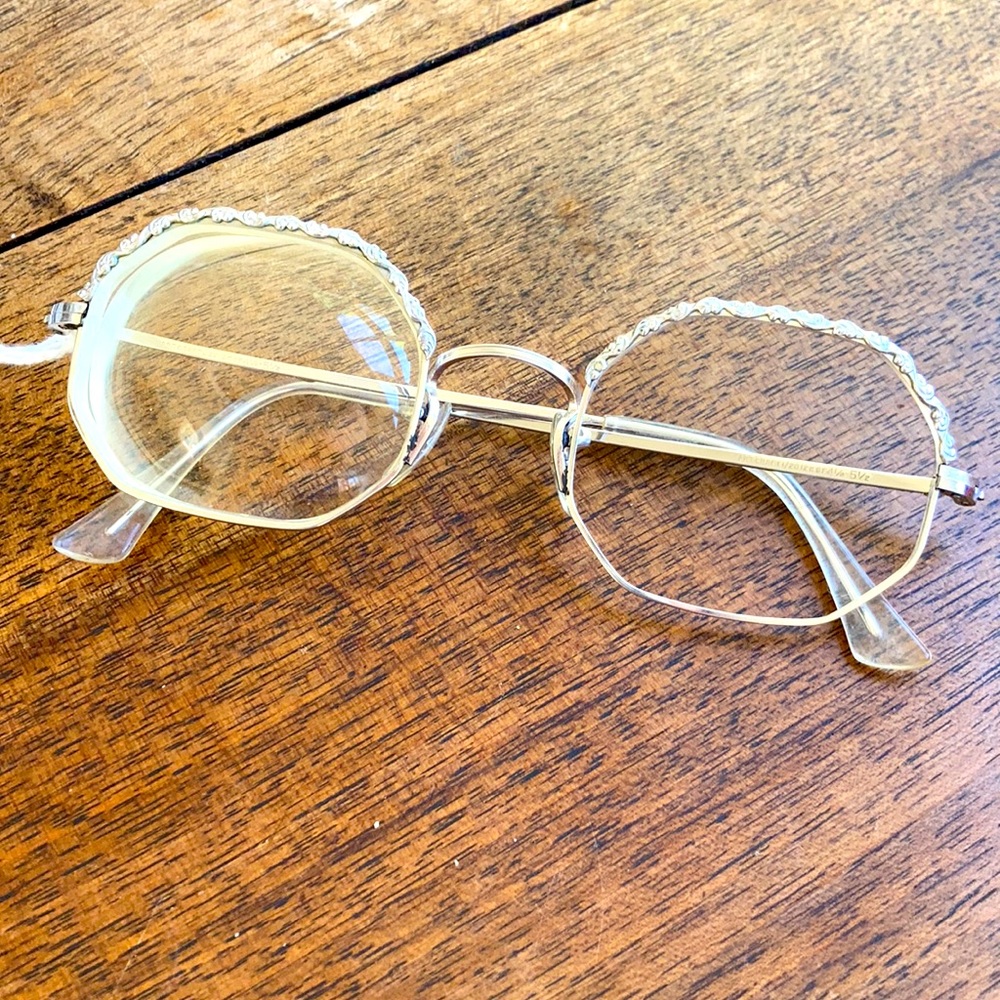 Artcraft vintage white gold filled Florentine glasses. Frames only. 12k g f